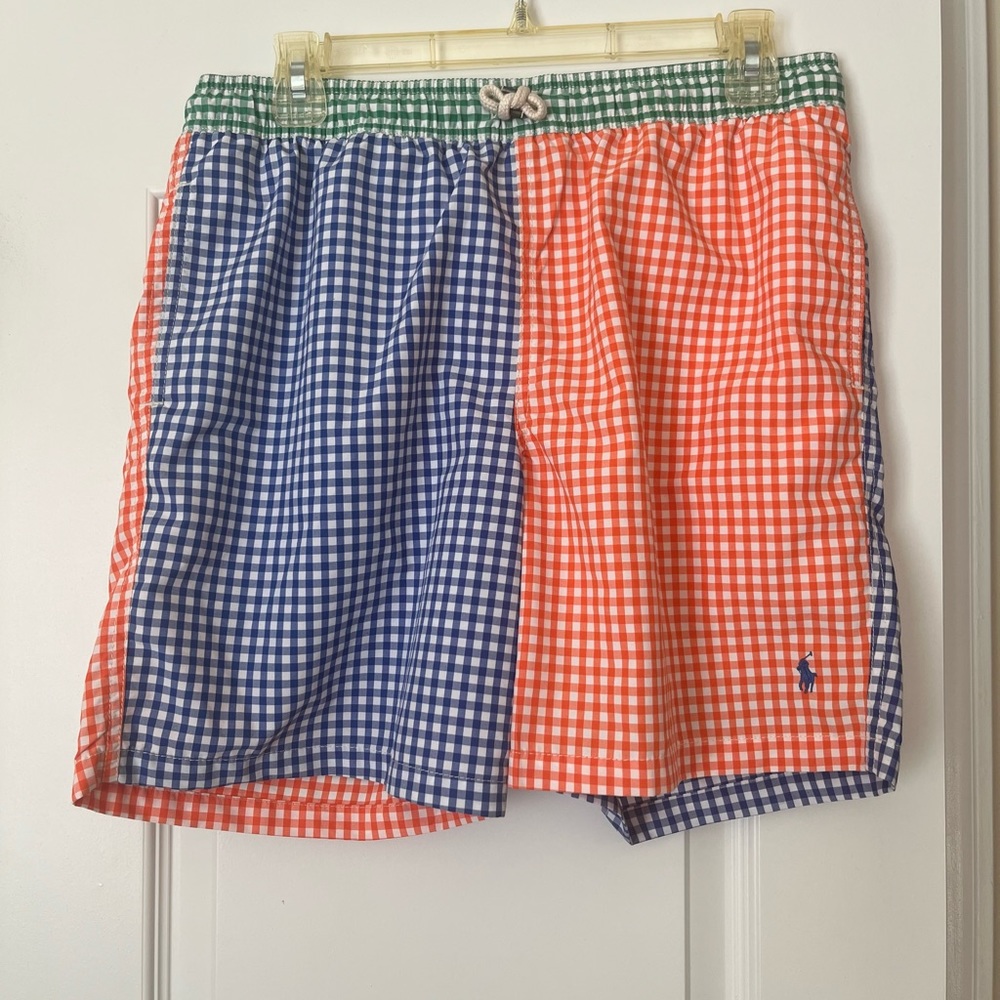 NWT Polo by Ralph Lauren, big kid, gingham swim trunks extra-large, 18 - 20